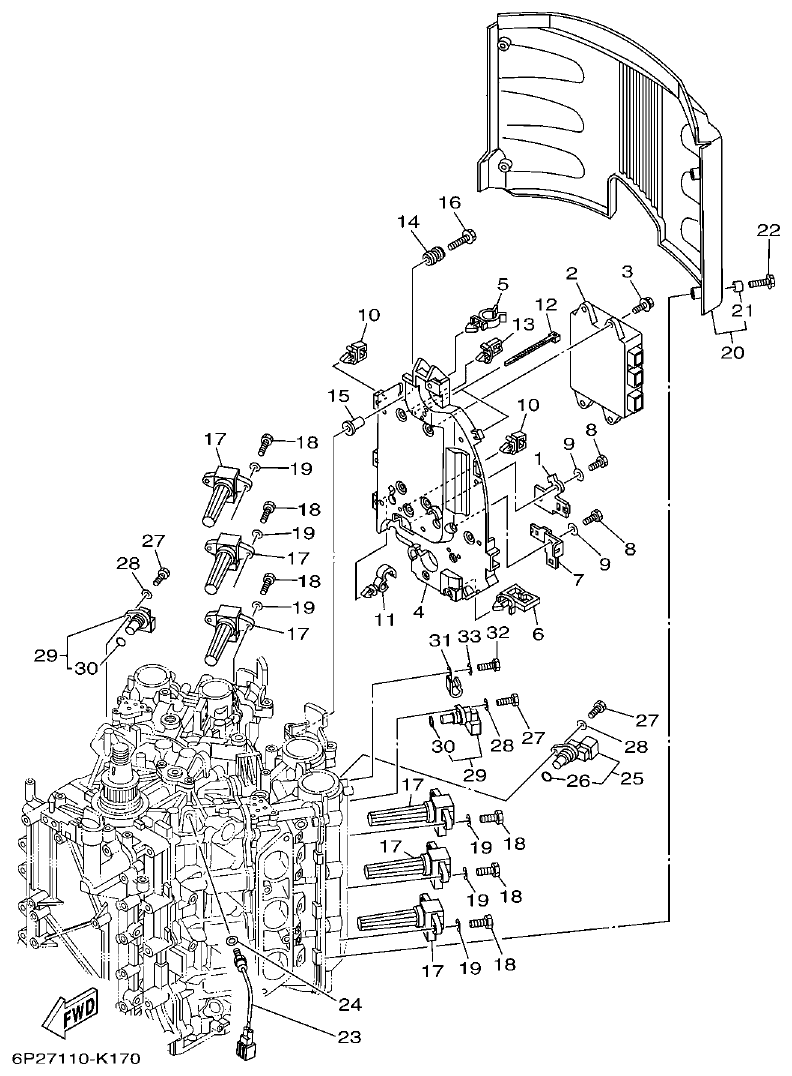 Yamaha F200BET, FL200BET ELECTRICAL 1 parts diagram